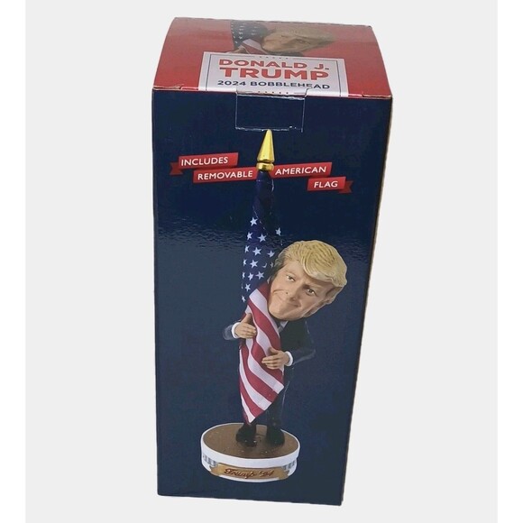 Donald Trump 2024 Bobblehead Trump Hugging the American Flag New In Box - Picture 2 of 9